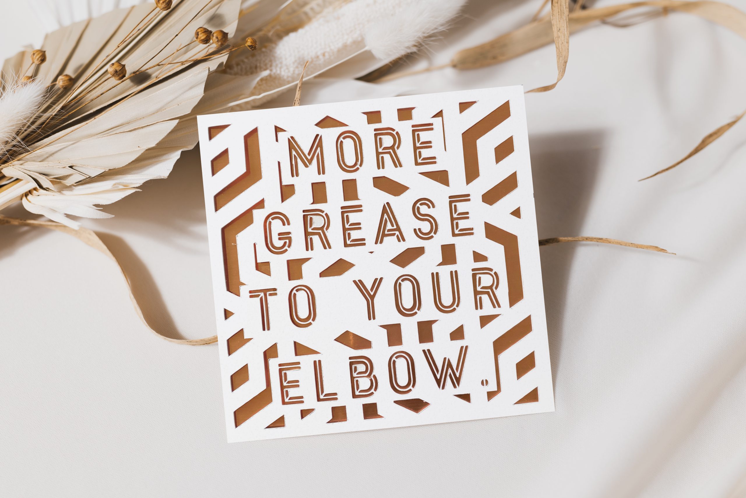 Papercut Congratulations Card, More Grease to Your Elbow (Well Done)
